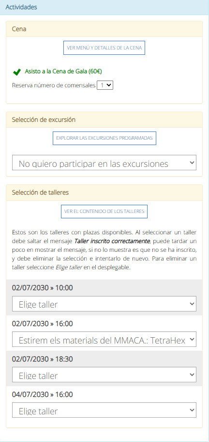 Participación en actividades